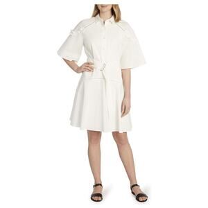NWT Tahari by ASL Cotton Poplin Shirtdress Tie Waist and Elbow Sleeves Size 6